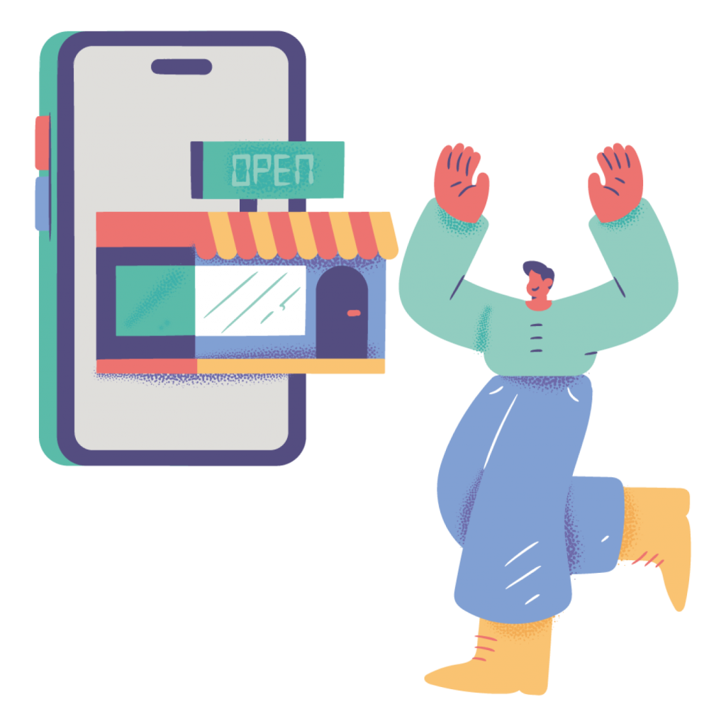 e-commerce _ mobile, online, shopping, application, app, store, open, deliver